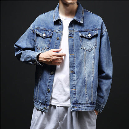 Herren Denimjacke Klassisch mit Kontrastnähten