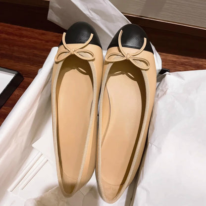 Damen Ballerinas Elegant Metalldetail Schleifenverschluss - BerlinGlamour