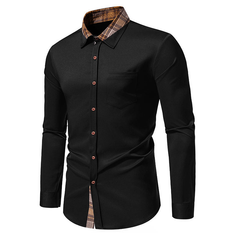 Herren Langarmhemd Modern Karomanschette Hochwertig Baumwolle