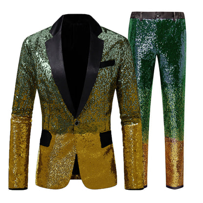 Herren Anzug Pailletten Glitzernd Elegant Schwarz