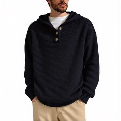 Herren Pullover Kapuze Strukturiert Zopfmuster Modern