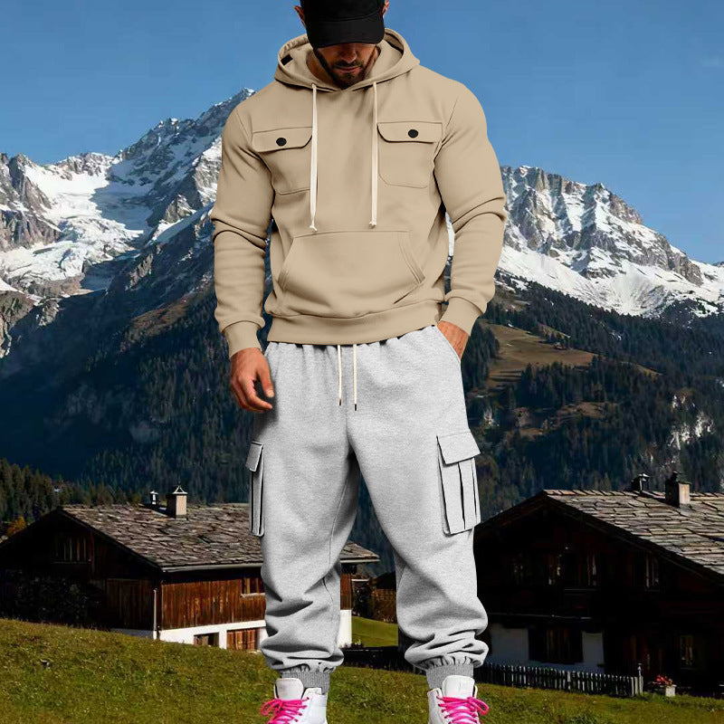Herren Kapuzenpullover Set mit Cargo-Hose Streetwear Style - BerlinGlamour