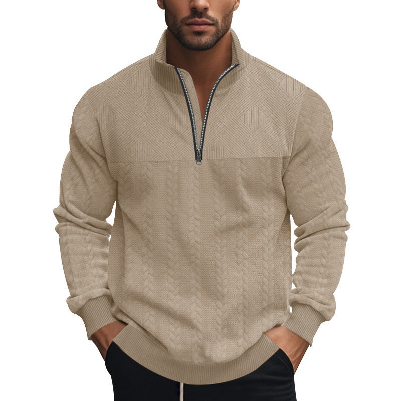 Herren Fleece-Pullover Grobstrick Hochkragen Stylisch Warm
