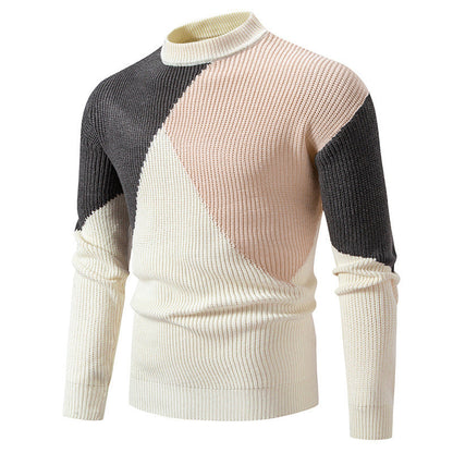 Herren Rollkragenpullover Modern Grafisches Design Farbblock