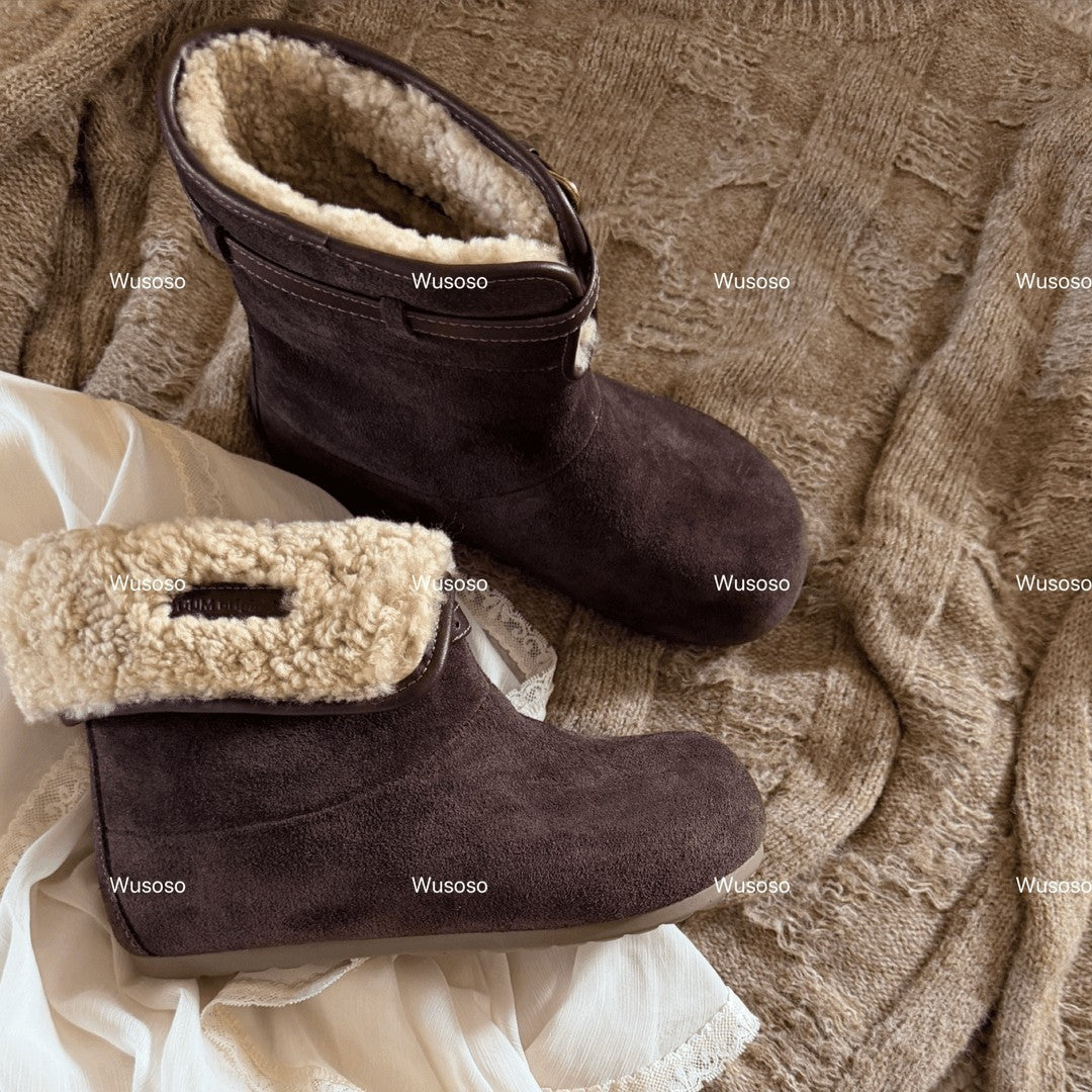 Damen Winterstiefel Veloursleder Weich und Warm