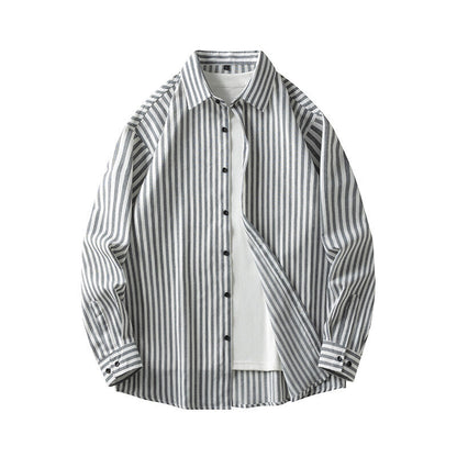 Herren Langarmhemd Streifenmuster Bequem Elegant