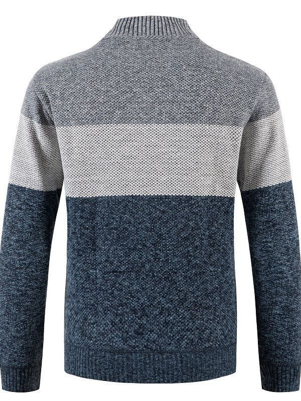 Herren Strickjacke Modern mit Kontraststreifen und Warmem Futter