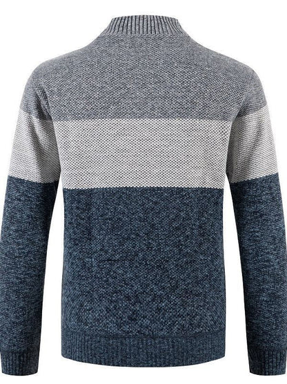 Herren Strickjacke Modern mit Kontraststreifen und Warmem Futter
