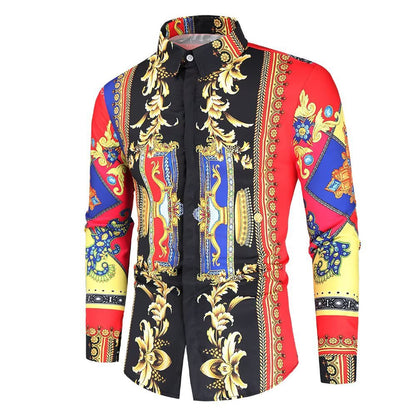 Herren Langarmhemd Modern Barock Muster Berlin Style