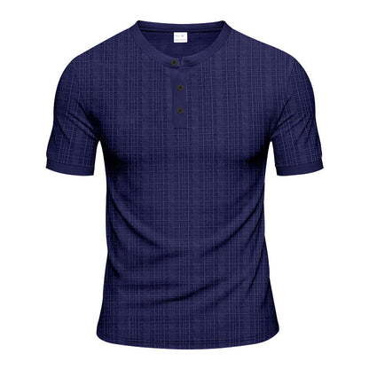 Herren Kurzarmshirt Modern Strukturiert Knopfleiste Trendy