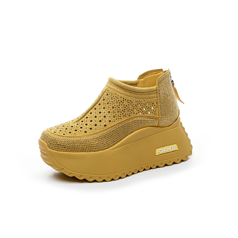 Damen Plateau Sneaker Atmungsaktiv Komfortabel Mode