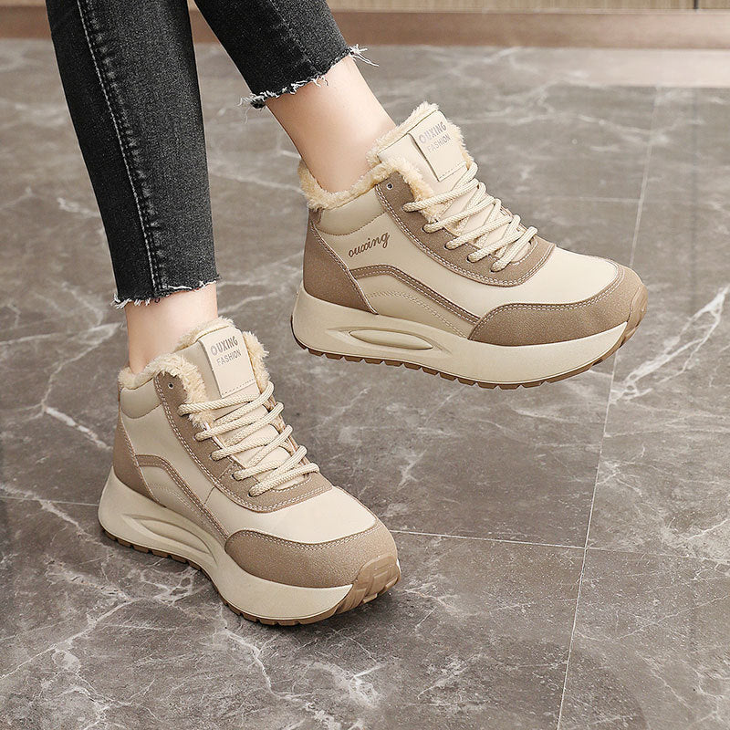 Damen Sneaker Sportlich High-Top Warmfleece Rutschfest