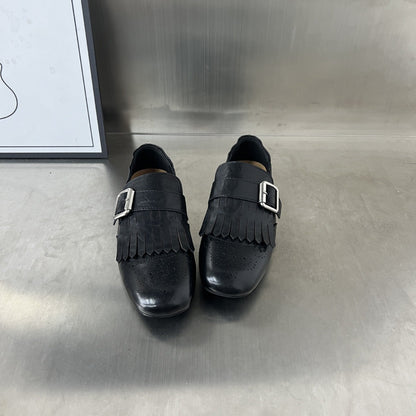 Damen Mokassins Elegante Fransen Design Schnalle Schuhe