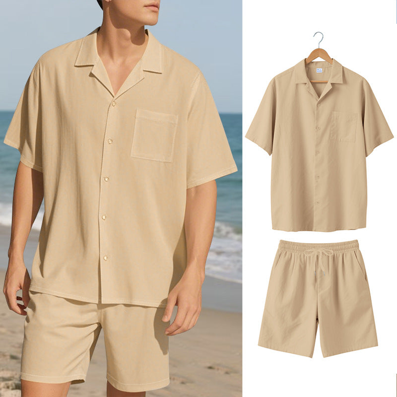 Herren Sommergarnitur Atmungsaktiv Kurzarmhemd Shorts