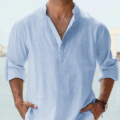 Herren Hemd Henley Ausschnitt Lässig Modern
