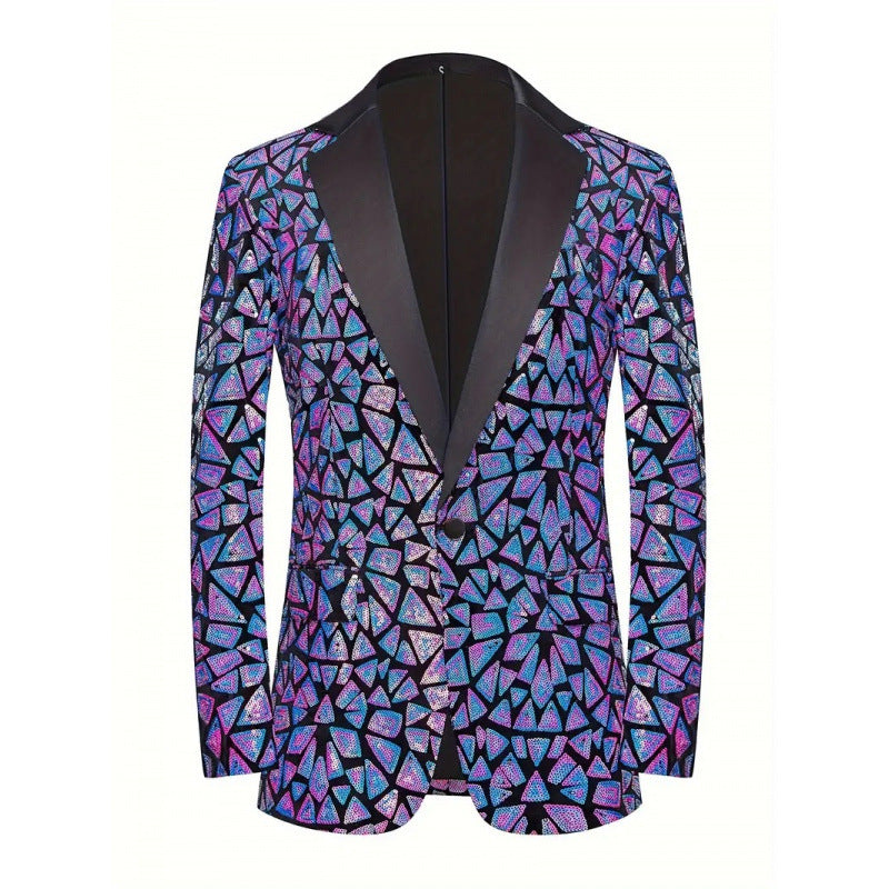 Herren Blazer Pailletten Elegant mit Satin Finish