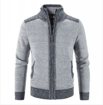 Herren Strickjacke Kariert Warm mit Hochkragen