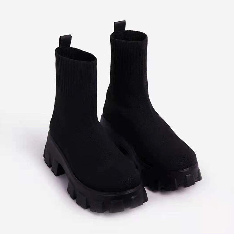 Damen Strumpfstiefel Elastisch Komfortabel Mit Weicher Sohle