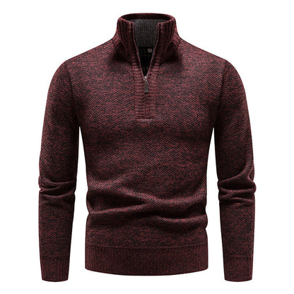 Herren Strickpullover Modern Stehkragen Reißverschluss Elegent