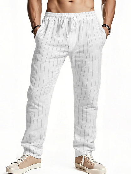 Herren Freizeithose Bequem Gestreift Modern