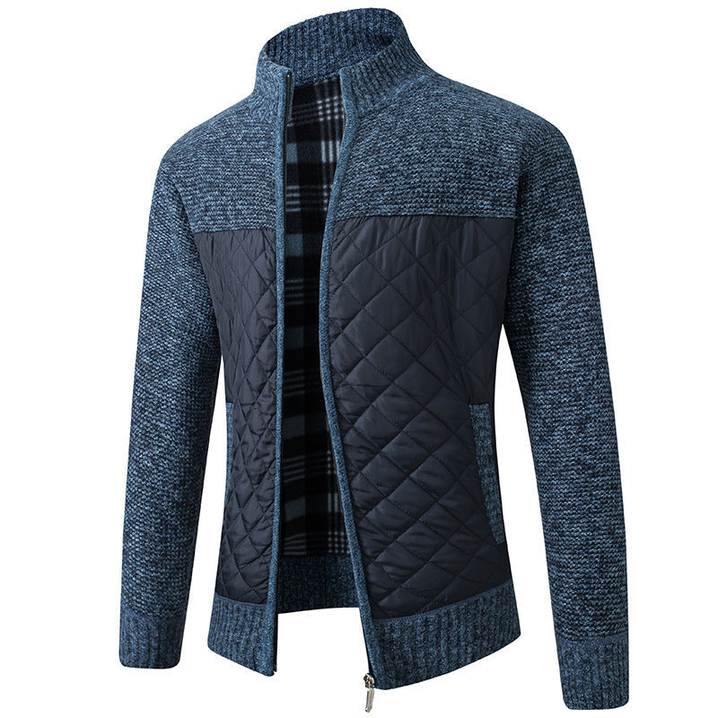 Herren Steppjacke Strickdetails Hochkragen Winter