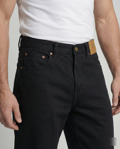 Unisex Jeans Locker Geschnitten Schwarz Retro Stil