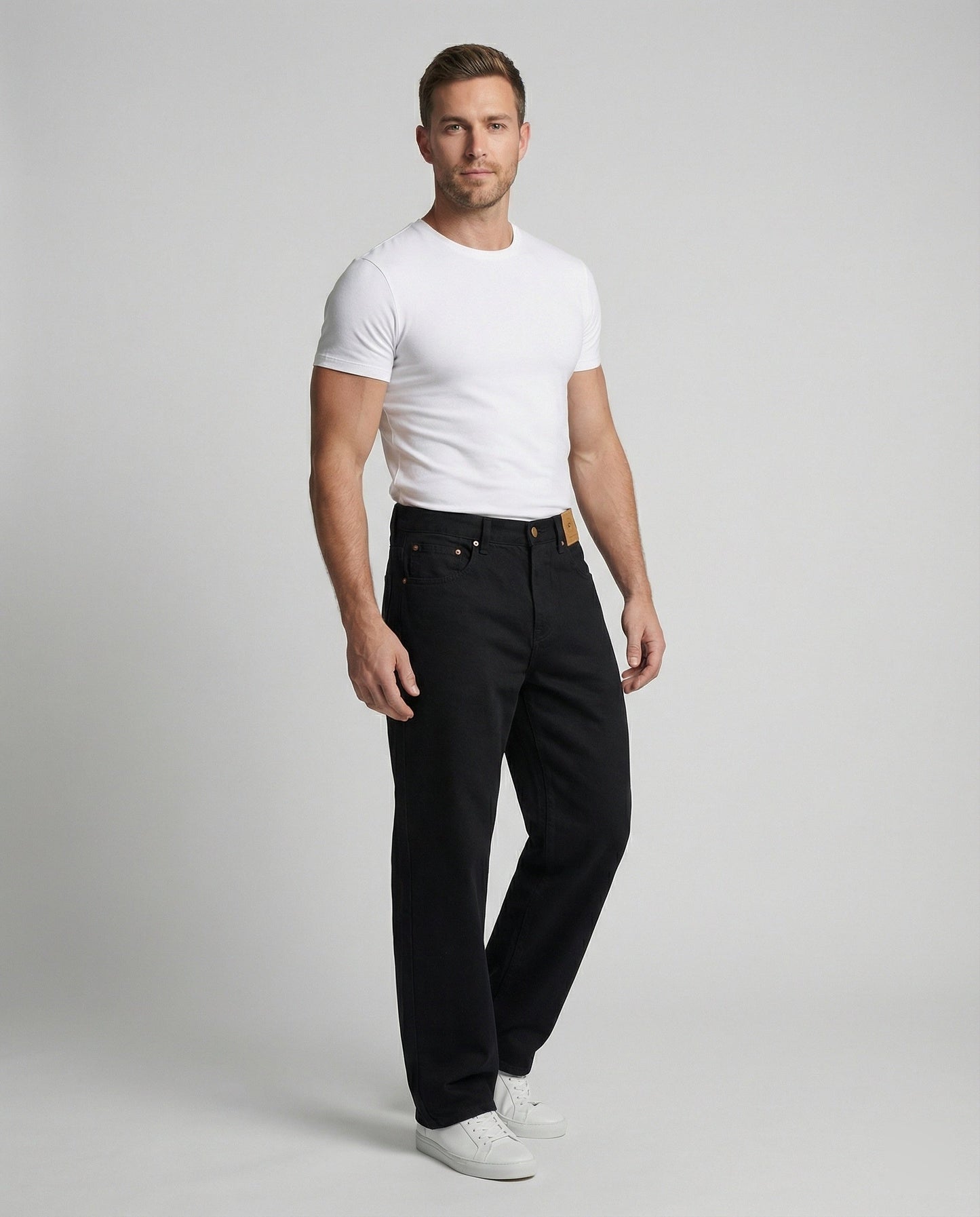Unisex Jeans Locker Geschnitten Schwarz Retro Stil