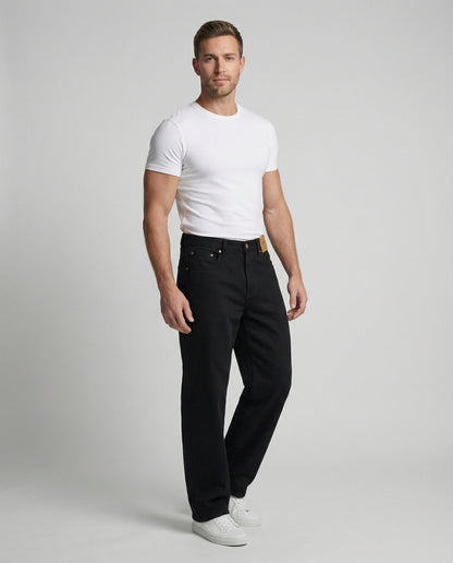 Unisex Jeans Locker Geschnitten Schwarz Retro Stil