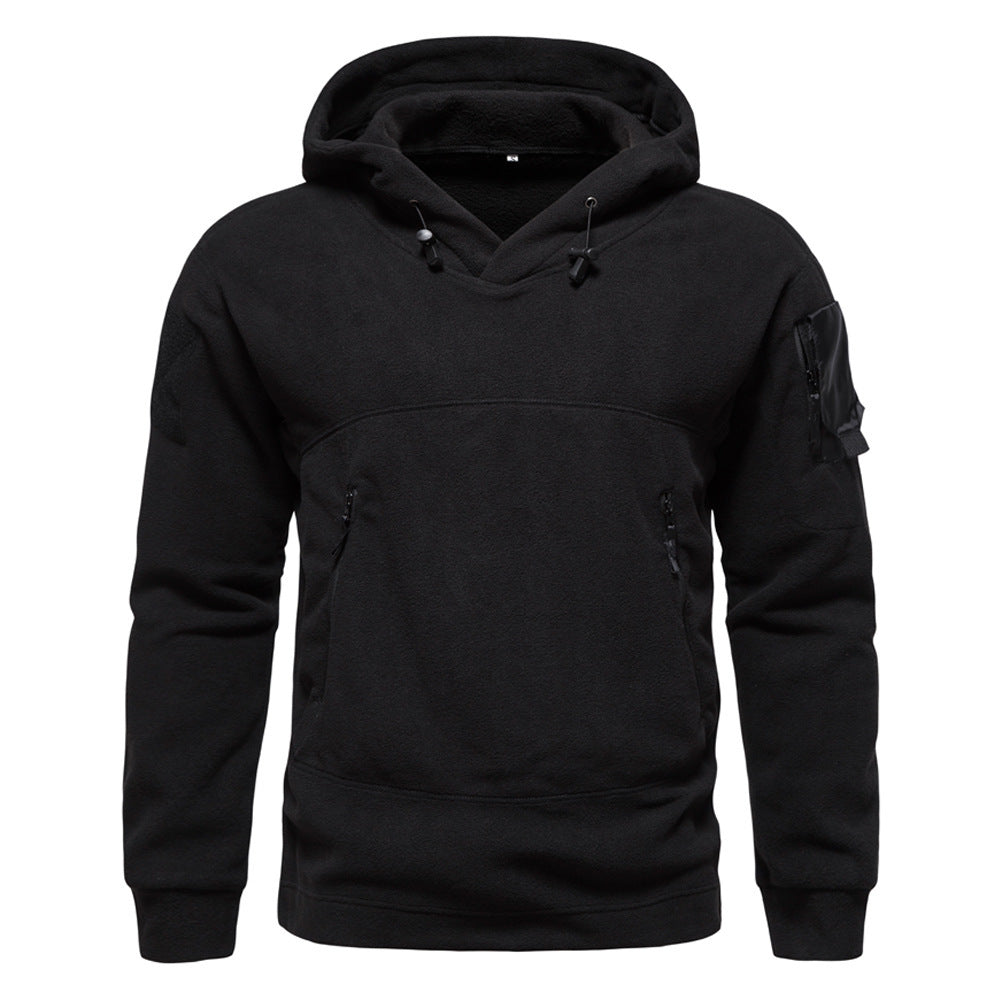 Herren Fleece Hoodie mit Reißverschlusstaschen Sportlich Modern