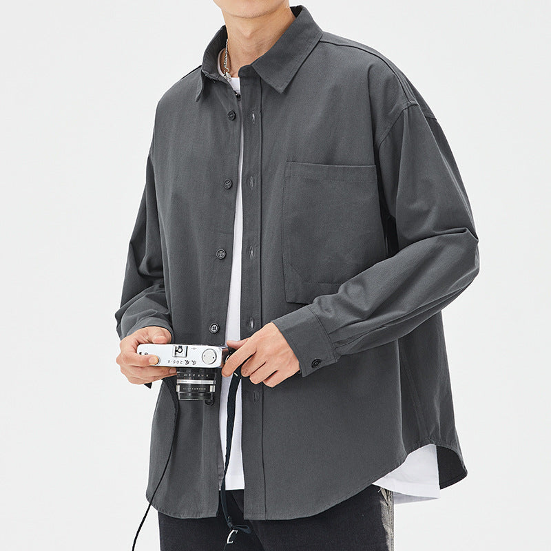 Herren Hemdjacke Lässig Baumwolle mit Brusttasche Modern