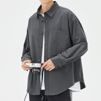 Herren Hemdjacke Lässig Baumwolle mit Brusttasche Modern