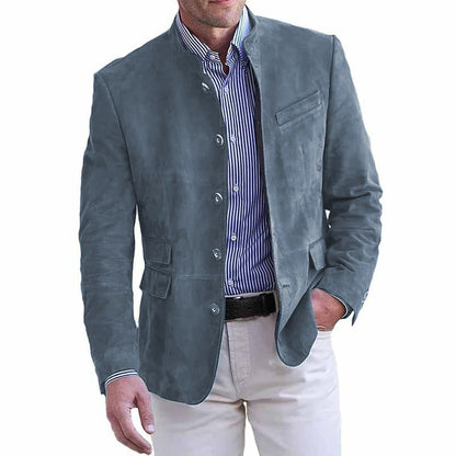 Herren Lederjacke Modern Elegant Wildleder Schwarz