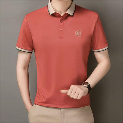 Herren Poloshirt Atmungsaktiv Kontrastkragen Elegant