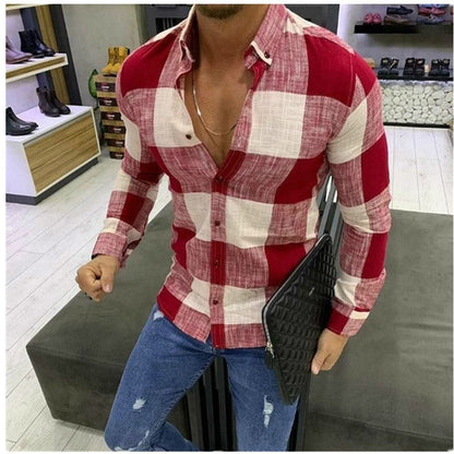 Herren Langarmhemd Karomuster Modern SlimFit