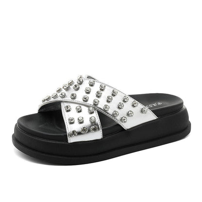 Damen Schlappen Glitzernd mit Riemchen und rutschfester Sohle - BerlinGlamour