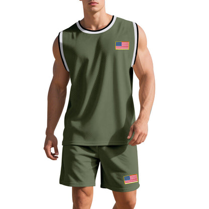 Herren Sportanzug Ärmellos Kurz ShortsFitness