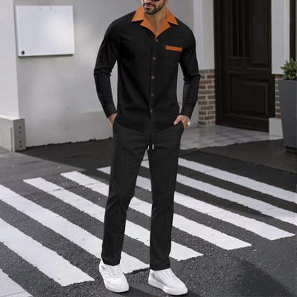Herren Hemd Modern mit Kontrastkragen und Brusttasche Luxus Qualität