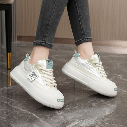 Damen Plateausneaker Komfortabel Hochwertig Weiße Sneaker