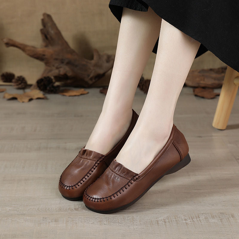 Damen Mokassins Leder Bequem Schuhe Frauen