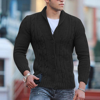 Herren Strickjacke Mit Zopfmuster Schalkragen Modern