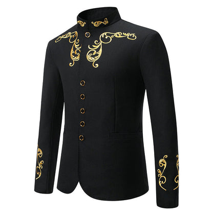 Herren Blazer Elegant Gold Stickerei Modern