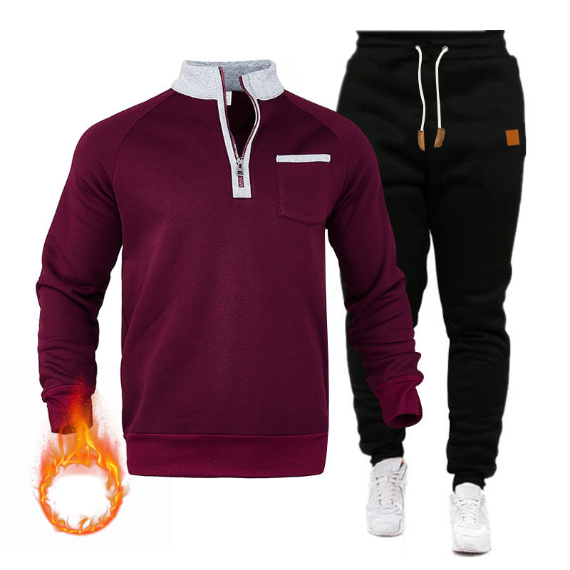Herren Sportswear Set Stehkragen Jogginganzug mit Brusttasche