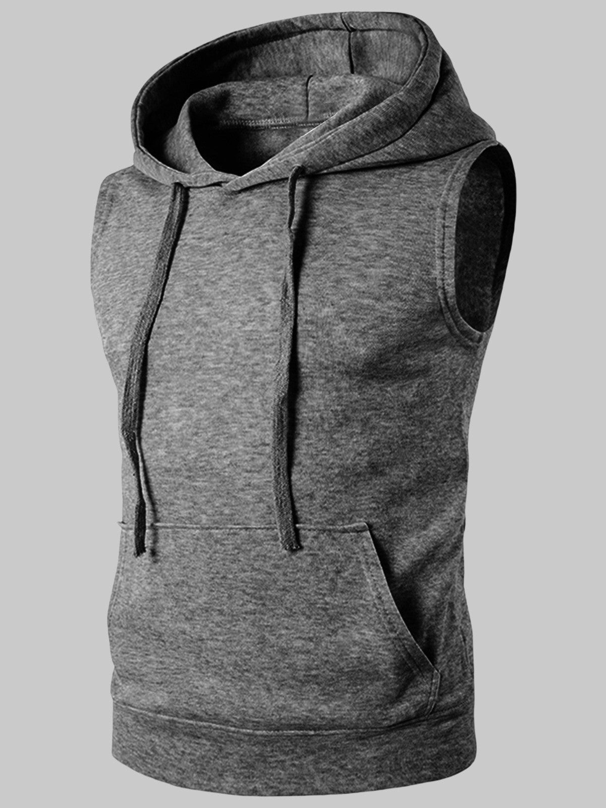 Herren Kapuzenshirt Ärmellos atmungsaktiv mit Kängurutasche
