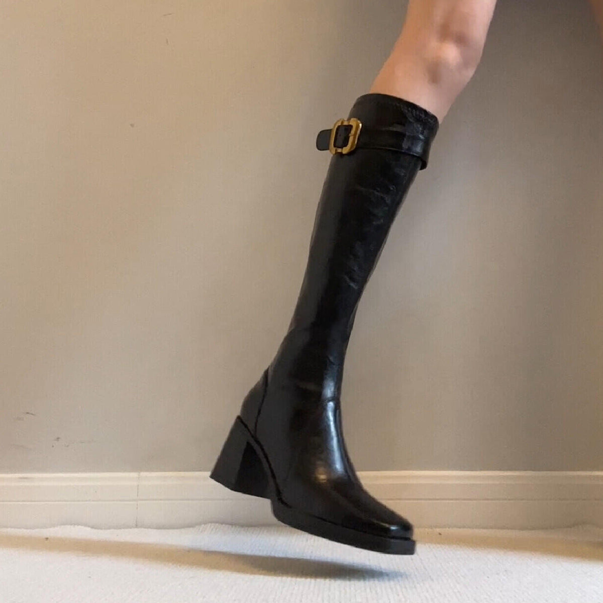 Damen Stiefel Hochwertig mit Knöchelriemen Modern