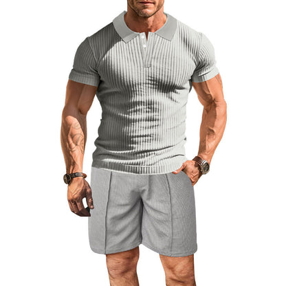 Herren Polohemd Modern mit Struktur und Sport-Shorts