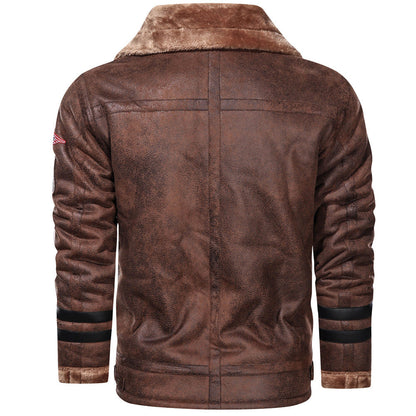 Herren Lederjacke Warm mit Futter Kunstleder Männerjacke
