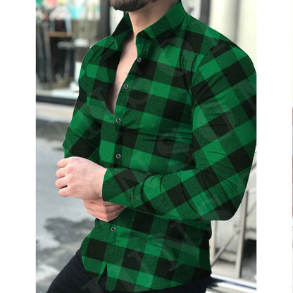 Herren Flanellhemd Karomuster Baumwolle Schwarz Modern