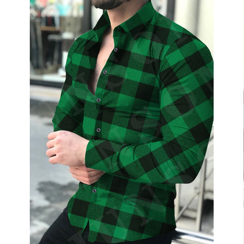 Herren Langarmhemd Karomuster Elegant Berlin Style