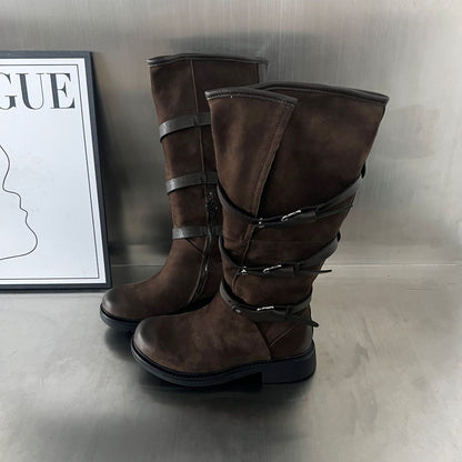Damen Stiefel Modisch Elegant mit Reißverschluss Schwarz
