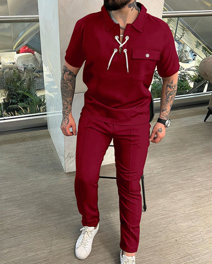 Herrenanzug Kurz Slim Fit Mit Kordelzug Detail Modern